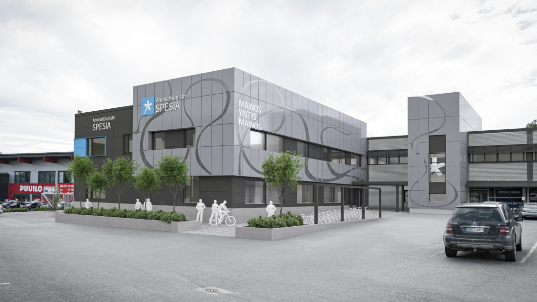 Havainnekuva tulevasta rakennuksesta.