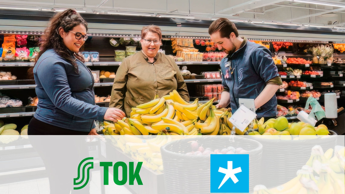 Kolme henkilöä työn äärellä, Turun osuuskaupan ja Spesian logot.