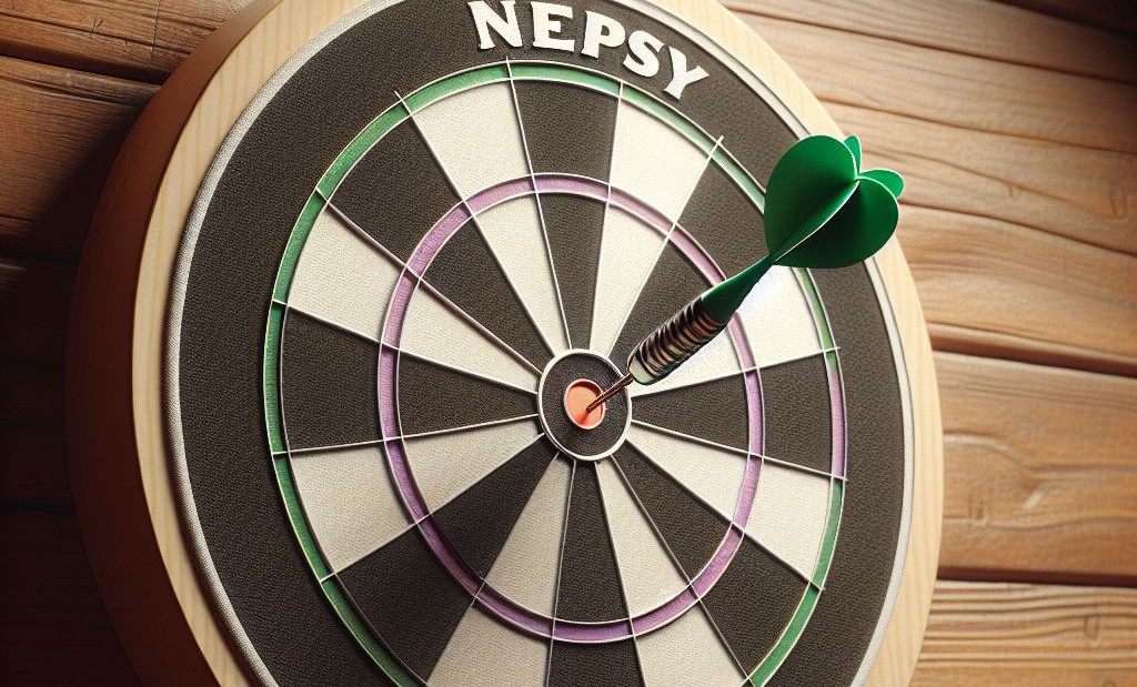 Tikkataulun keskellä on tikka pystyssä, yläosassa nepsy-sana.