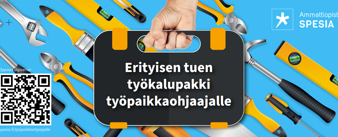 Erityisen tuen työkalupakki työpaikkaohjaajalle -oppaan kansikuva.