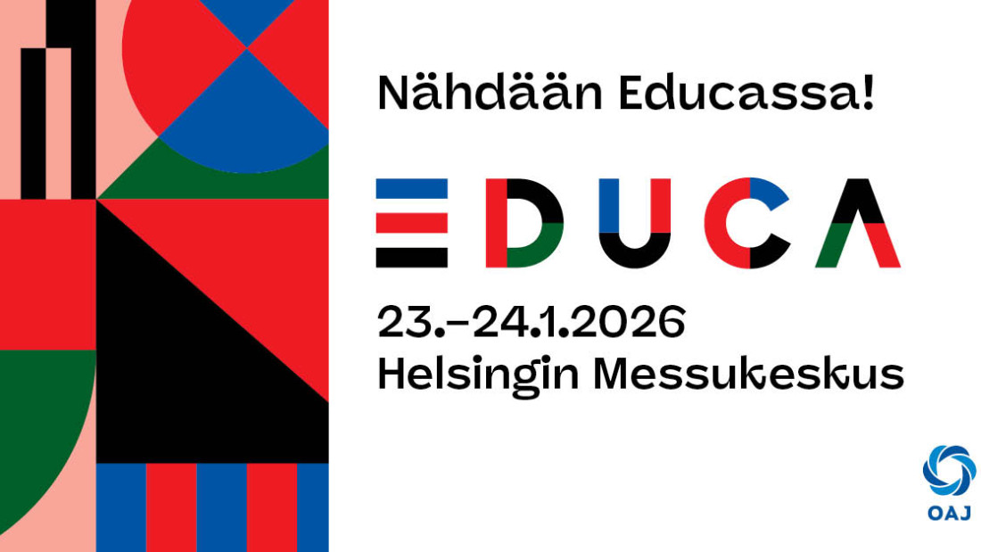 Nähdään Educassa 23.-24.1.2026 Helsingin Messukeskus ja OAJ:n logo.