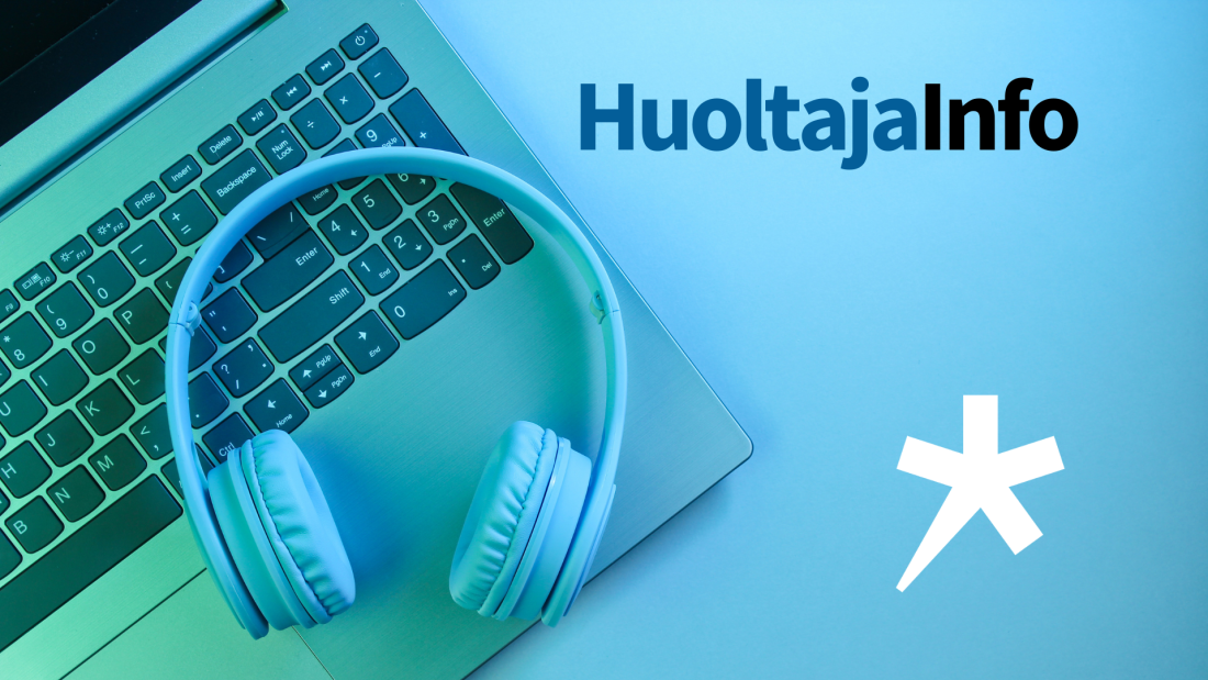 Kuvassa on tietokoneen näppäimistö, jonka päällä kuulokkeet. Otsikossa lukee huoltajainfo.