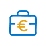 Piirroskuva salkusta, jonka sisällä €-merkki.