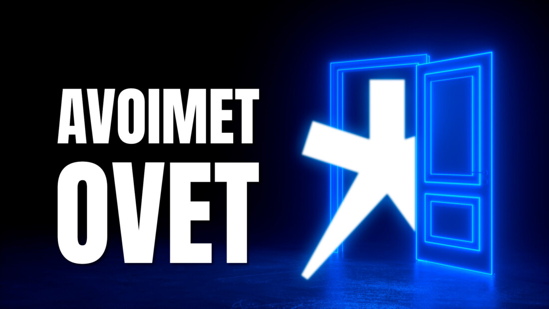 Kuvassa lukee Avoimet ovet. Spesian tähti tulee ulos aukinaisesta ovesta.