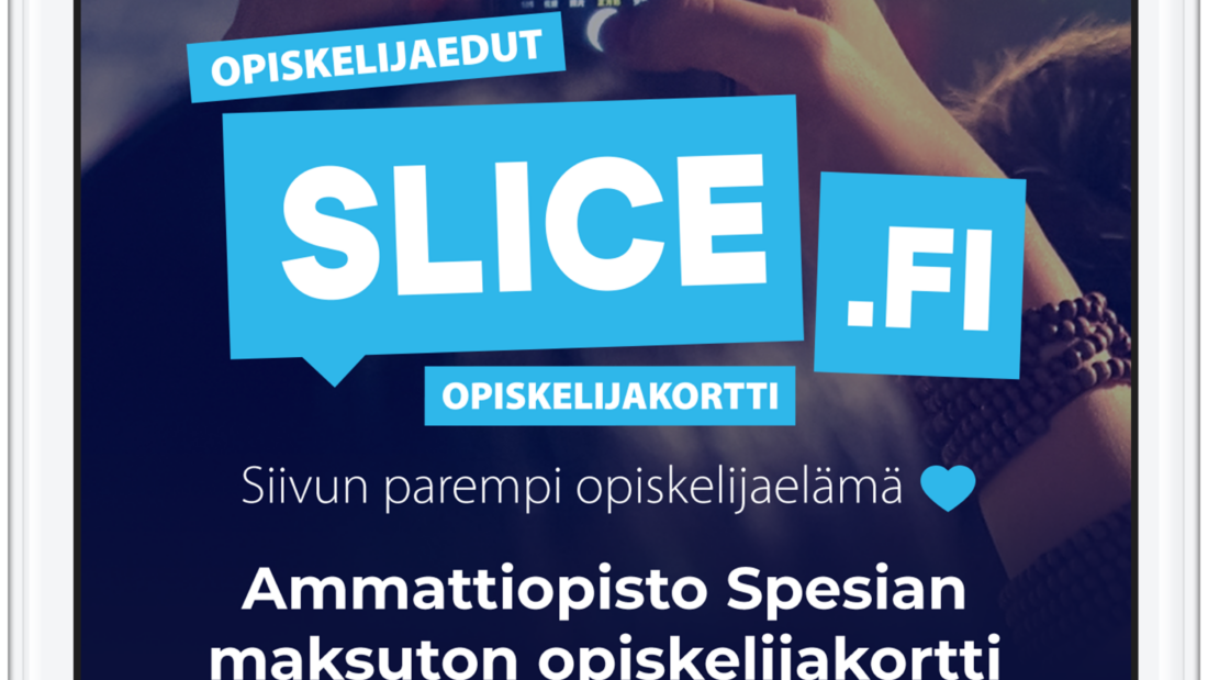 Puhelimen näytöllä Slice-sovellus, jossa lukee siivun parempi opiskelijaelämä.