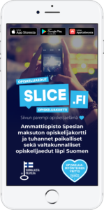Puhelimen näytöllä Slice-sovellus, jossa lukee siivun parempi opiskelijaelämä.