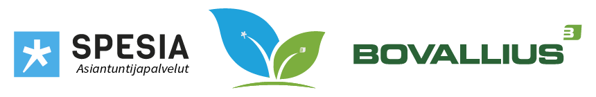 Vaativa yksilö- ja ryhmävalmennus hankkeen logo, lisäksi Spesia Asiantuntijapalvelujen logo ja Bovalliuksen logo.