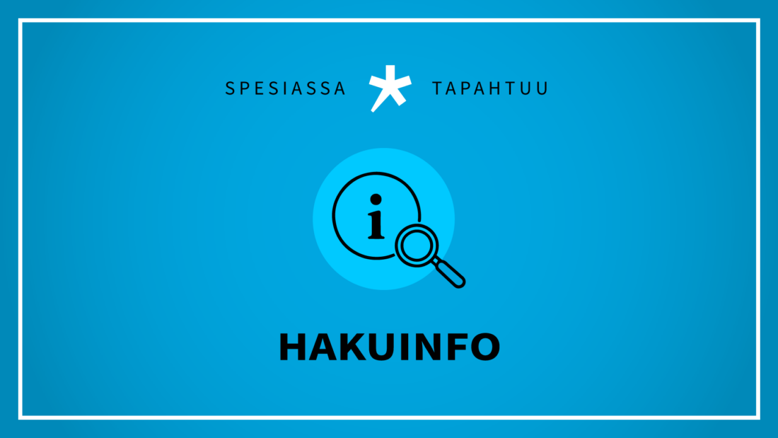 Kuvassa lukee Spesiassa tapahtuu - hakuinfo